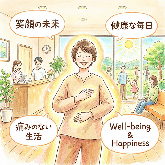 痛みのない生活を送っている男女の画像